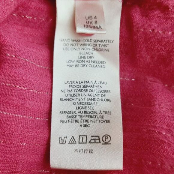 Pilcro Top 4 Raspberry Red Embroidered Lace Metallic Thread Button-Front Blouse - Picture 9 of 11